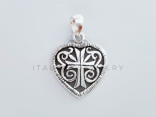 Dije Religioso - 105141 - Dije Corazon con Cruz Plata .925