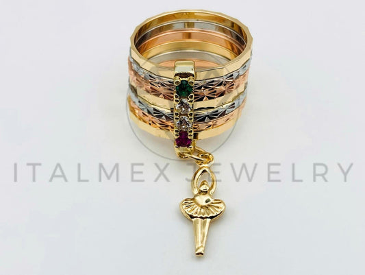 Anillo de Dama - 105596 - Anillo Semanario Bailarina de Ballet Oro Laminado 18K