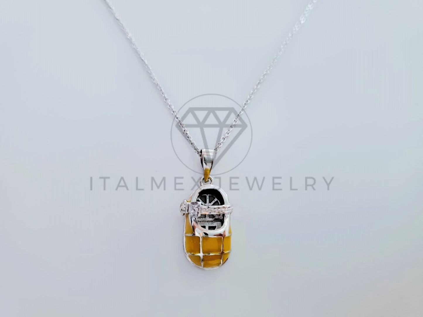 Collar de Lujo - 105232 - Collar Zapato Amarillo Plata .925