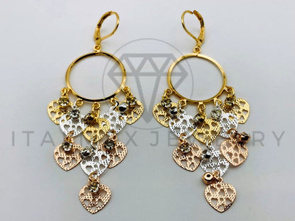 Arete de Lujo - 105528 - Arete de Corazones Filigrana Oro Laminado 18K