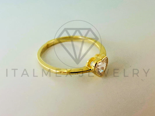 Anillo de Plata - 105419 - Anillo Corazon Dorado Circonia Clara Plata .925
