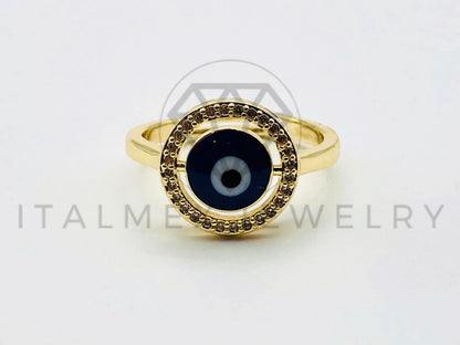 Anillo de Dama - 105571 - Anillo Ojo Turco Ojo Azul Oro Laminado 18K