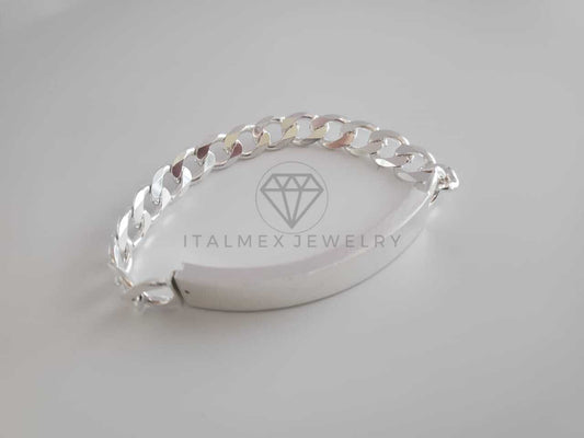 Pulsera de Lujo - 102177 - Esclava Cubana Placa Militar 10mm Plata Fina .925