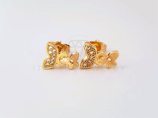 Broquel de Lujo - 104084 - Diseño Mariposas Laser CZ Clara Oro Laminado 18K