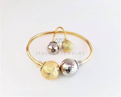 Aro de Lujo - 103104 - Diseño de Bola con Anillo Ajustable Oro Laminado 18K