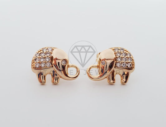 Broquel de Lujo - 101264 - Diseño de Elefante CZ Clara Oro Laminado 18K
