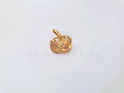 Huggie de Lujo - 104009 - Diseño de Grecas CZ Clara Oro Laminado 18K
