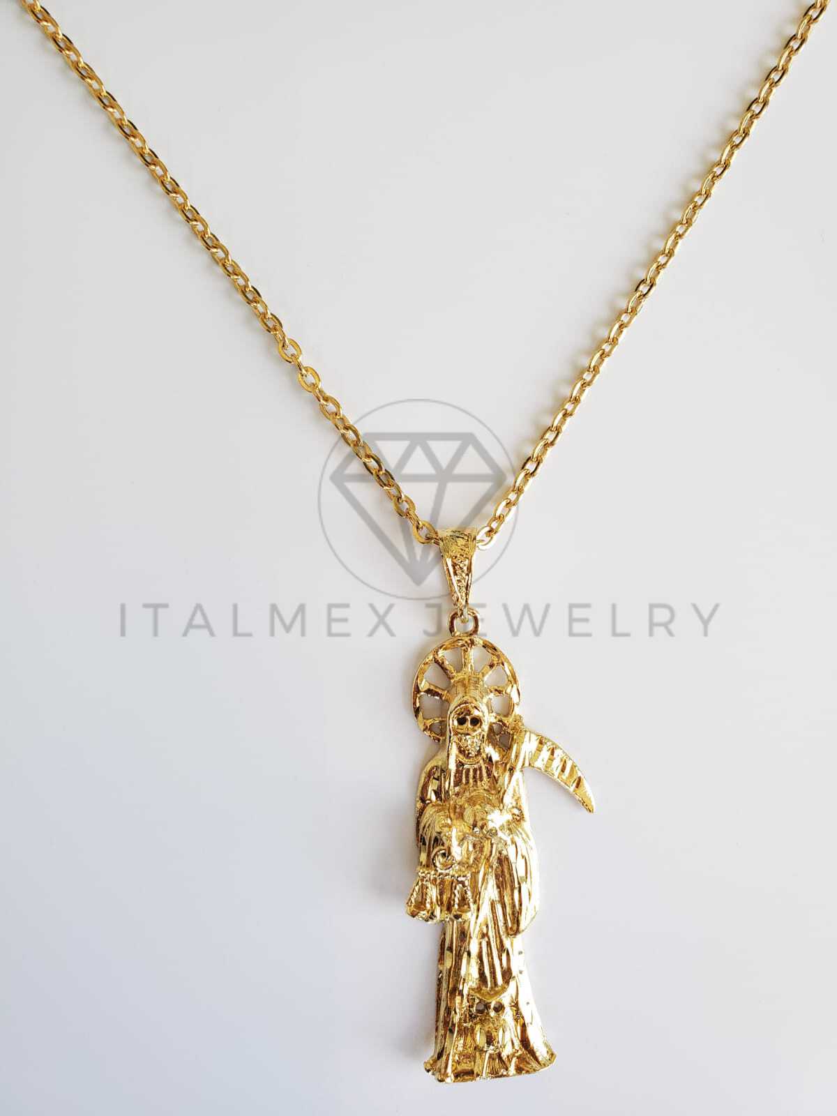 Dije Religioso - 100486.100487 - Santa Muerte Tamaño Extra Grande Oro Laminado 18K