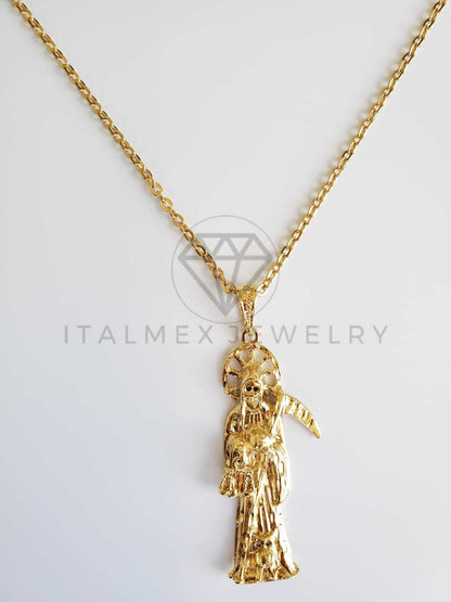 Dije Religioso - 100486.100487 - Santa Muerte Tamaño Extra Grande Oro Laminado 18K