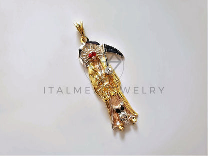 Dije Religioso - 104184 - Santa Muerte Con Circonia Tamaño Grande Oro Laminado 18K