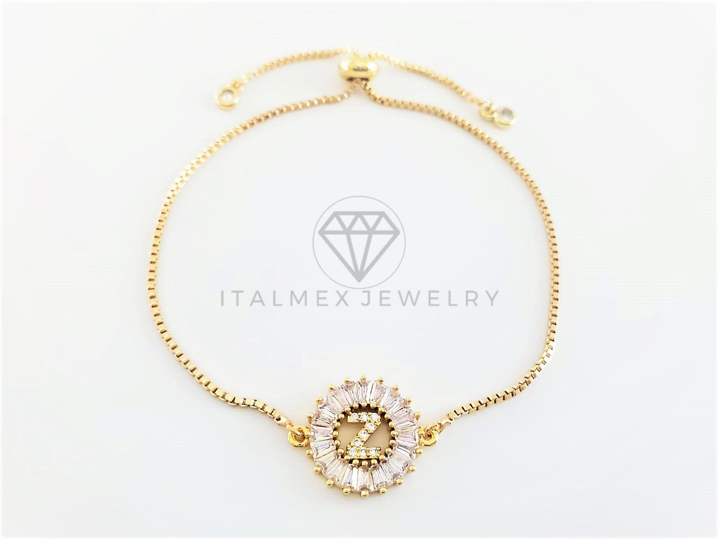 Pulsera Ajustable - 102643 - Diseño de Inicial "Z" CZ Clara Oro Laminado 18K