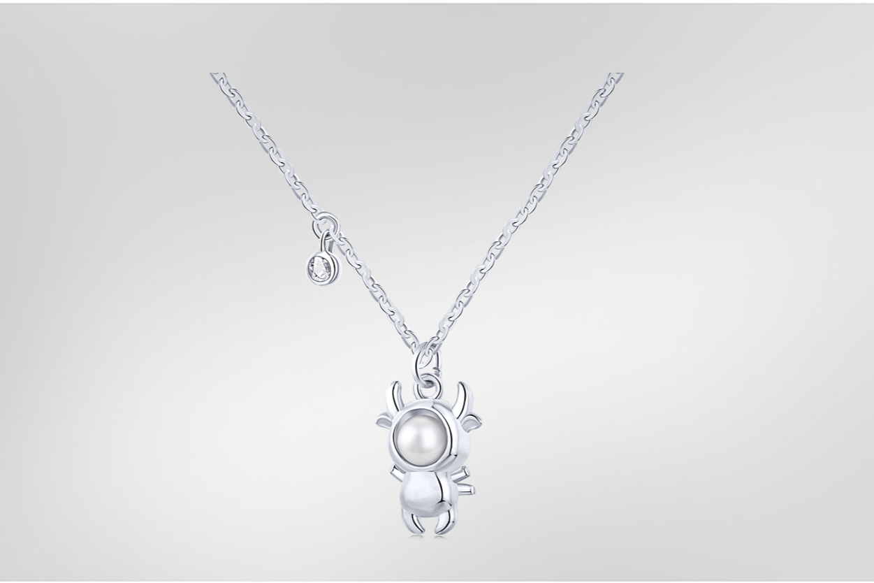 Boy in Costume with Pearl | .925 Sterling Silver Necklace
