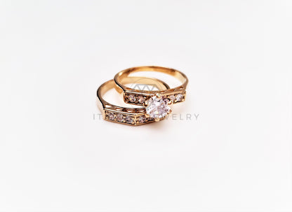 Anillo Dama de Lujo - 103401 - Diseño Alianza Matrimonio CZ Clara Oro Laminado 18K