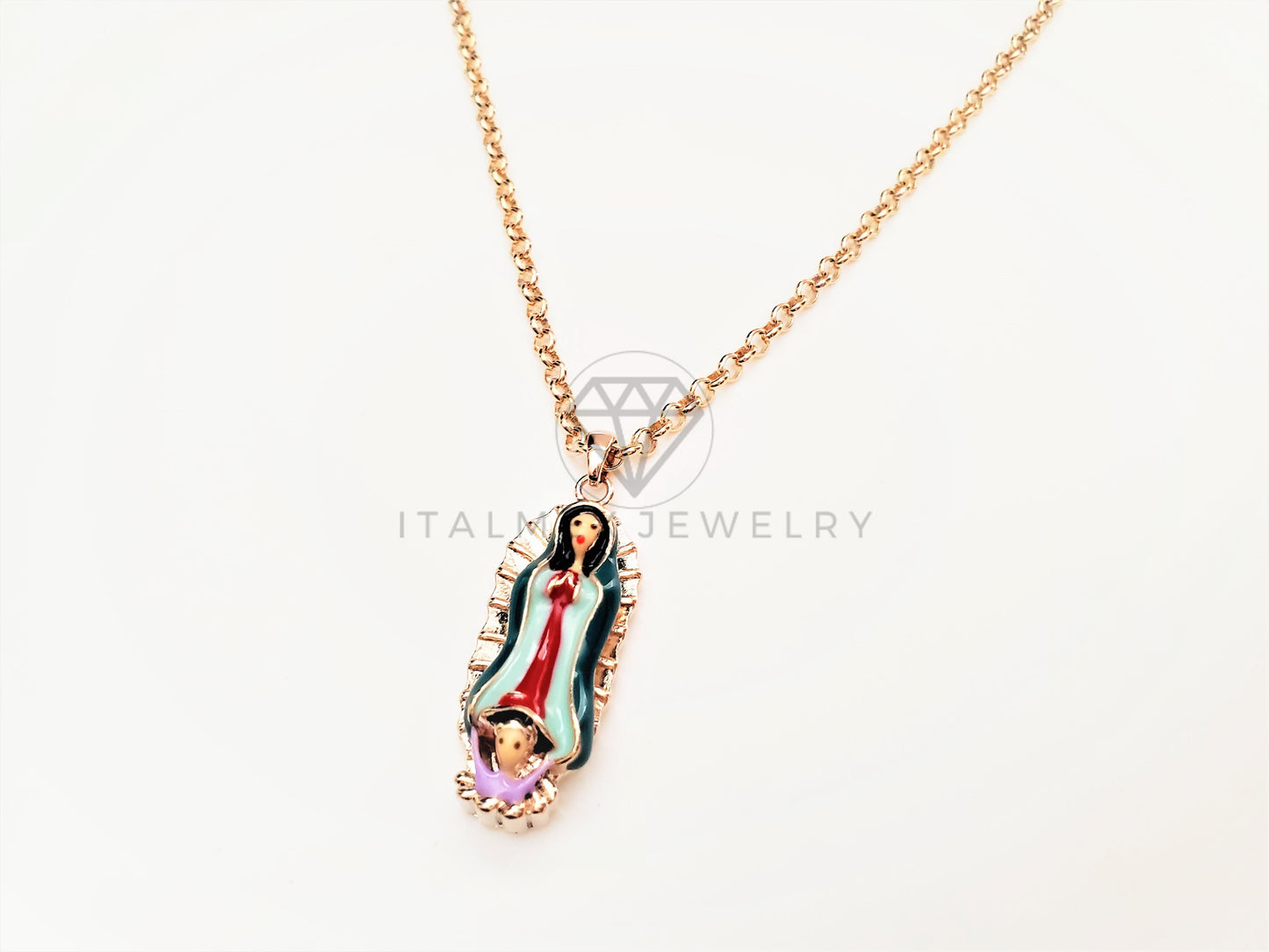 Collar Elegante - 103433 - Collar Virgen de Guadalupe Colores Oro Laminado 18K