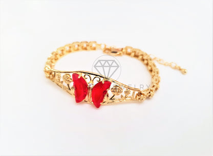 Pulsera Elegante - 103501 - Esclava de Mariposa CZ Roja Oro Laminado 18K