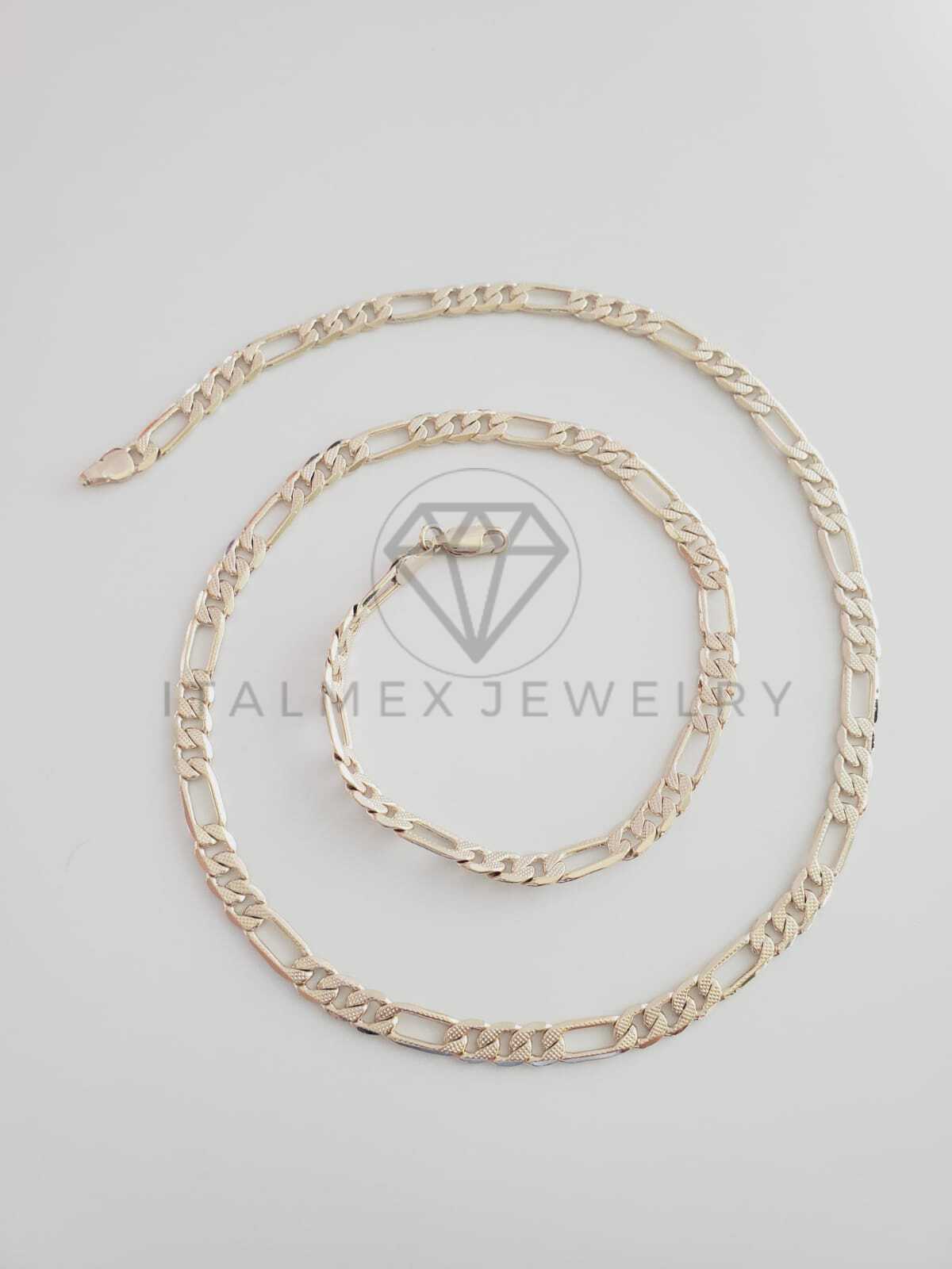 Cadena Clásica - 102480 - Estilo Fígaro Rayada 6mm/20" Dorada Oro Laminado 18K