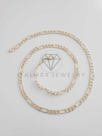 Cadena Clásica - 102480 - Estilo Fígaro Rayada 6mm/20" Dorada Oro Laminado 18K