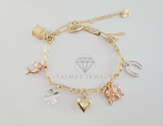 Pulsera Elegante - 102733 - Diseño de las 7 Potencias de 3 Colores Oro Laminado 18K
