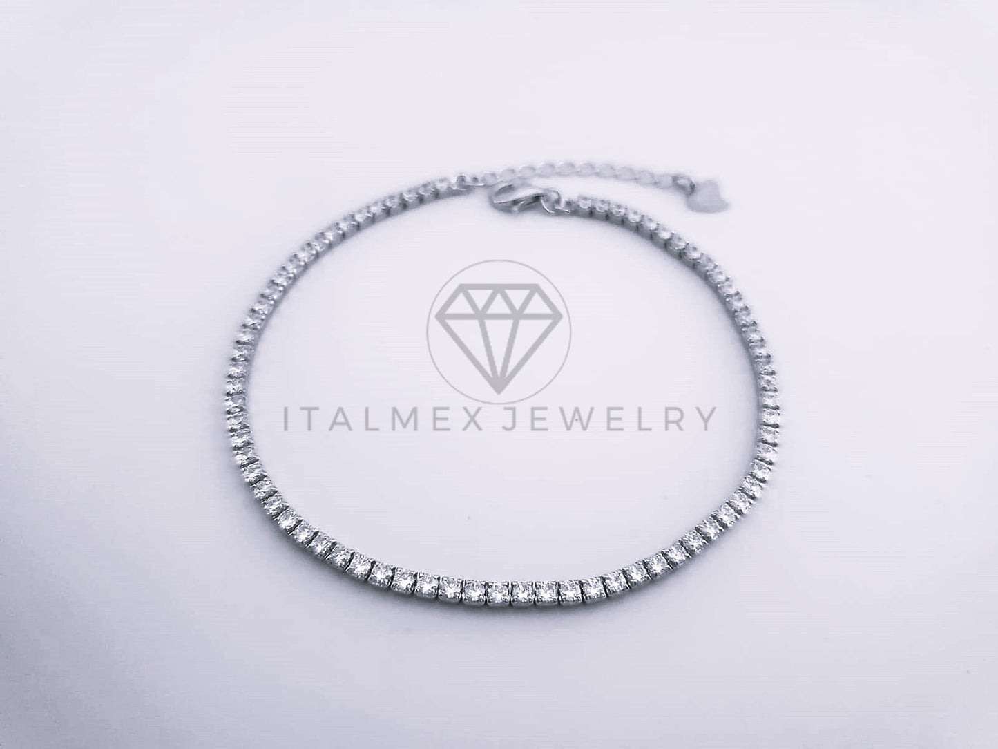 Pulsera de Lujo - 103609 - Diseño de Hilera Circonia Clara Plata Fina .925