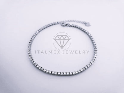 Pulsera de Lujo - 103609 - Diseño de Hilera Circonia Clara Plata Fina .925