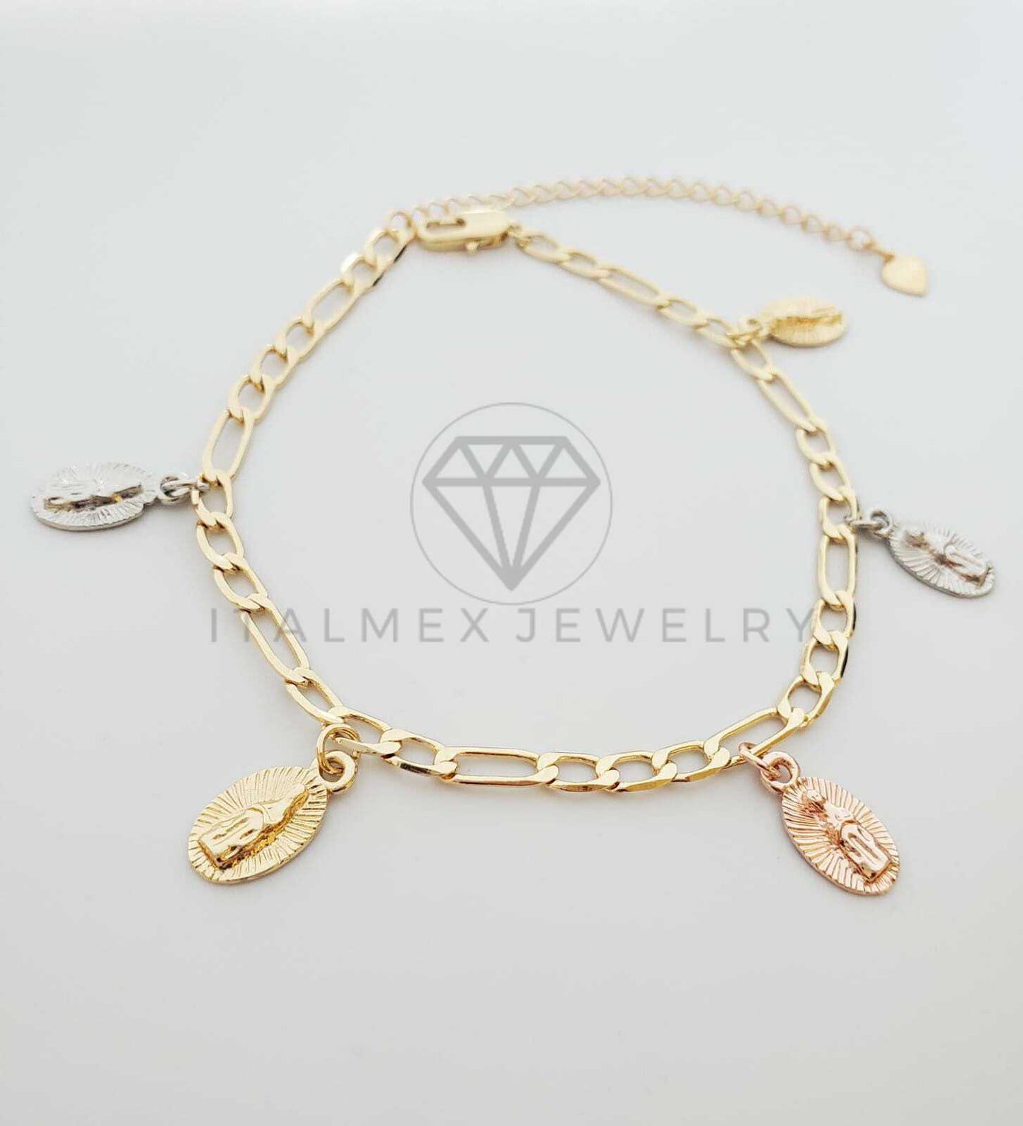 Tobillera Ajustable - 100008 - Diseño de Virgen de Guadalupe Oro Laminado 18K