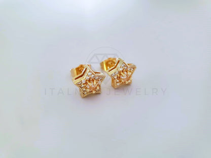 Broquel de Lujo - 104059 - Diseño Estrella CZ Clara Oro Laminado 18K