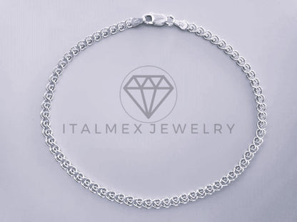 Tobillera Clasica - 104282 - Diseño Tejido Amor 3.5mm/9" Plata .925