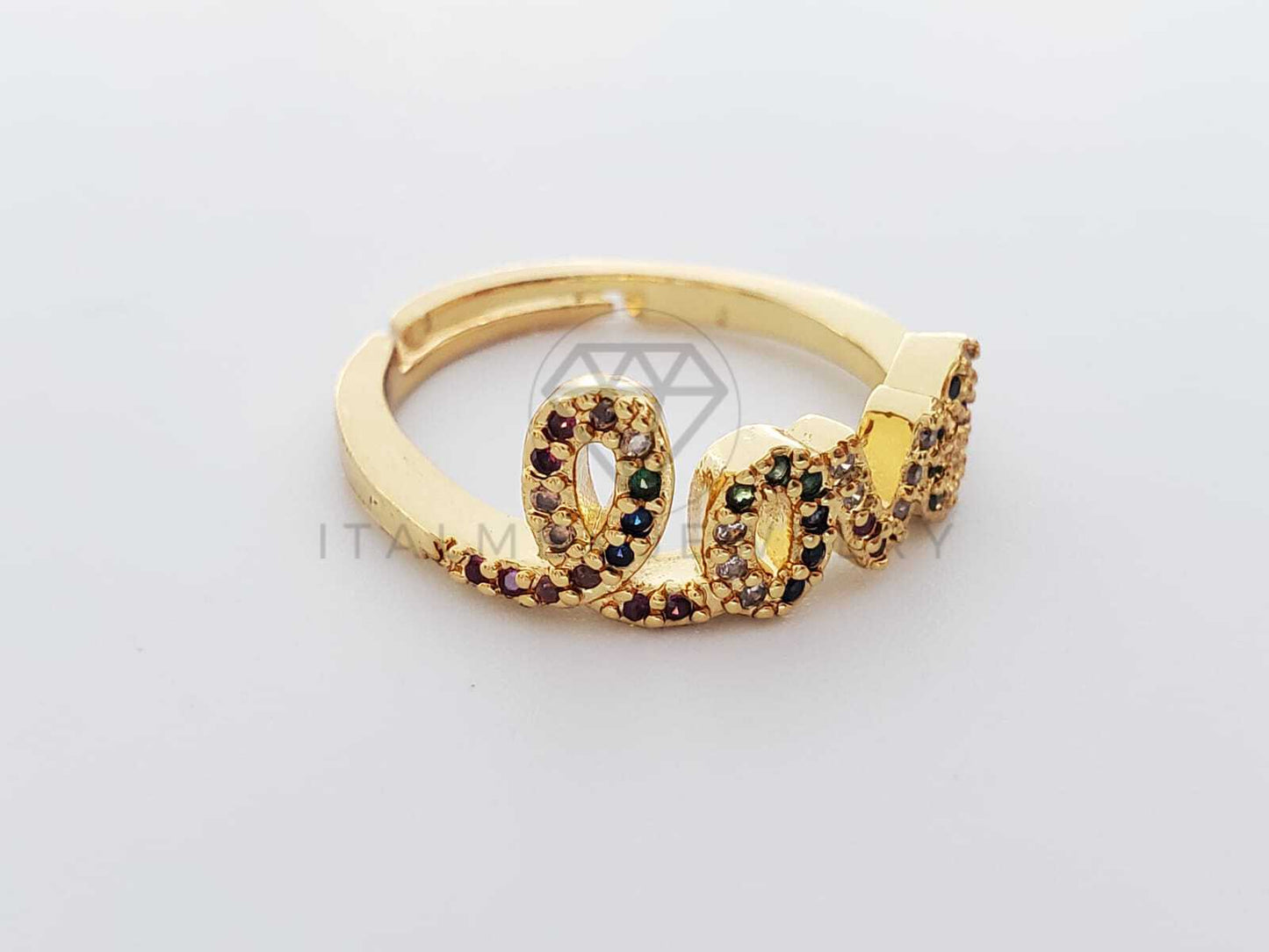 Anillo de Lujo - 101286 - Diseño Amor Love con CZ Colores Oro Laminado 18K