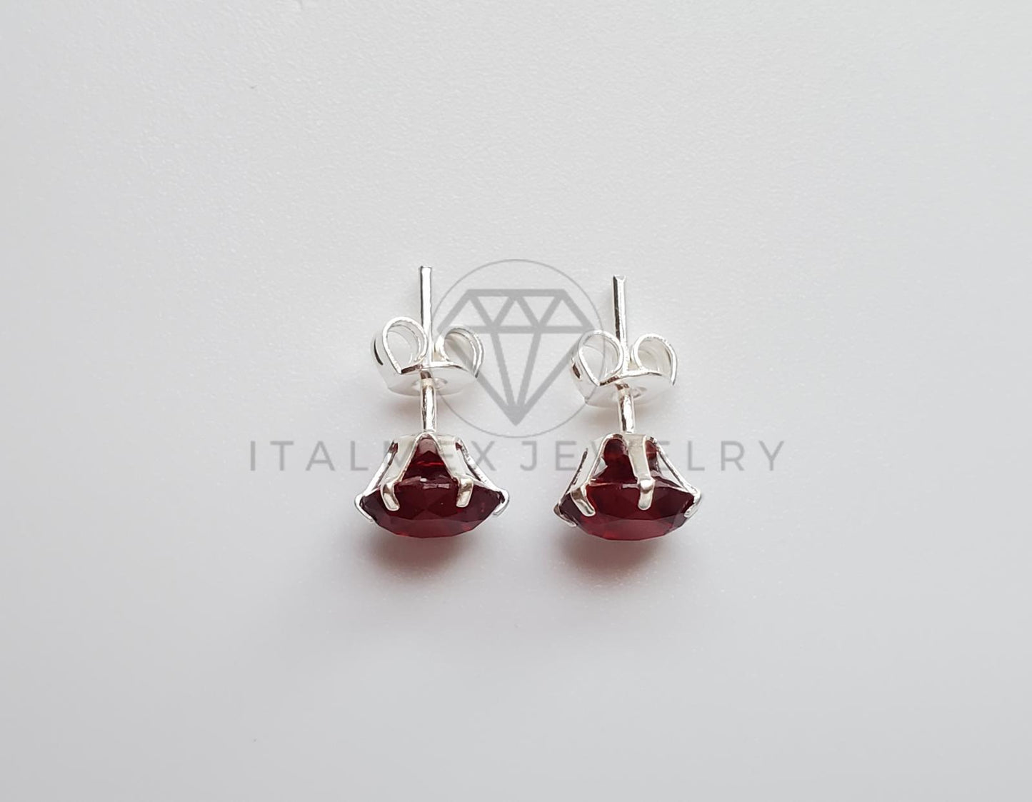 Broquel de Lujo - 101697 - Recto 7mm CZ Roja Plata .925