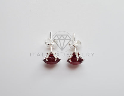 Broquel de Lujo - 101697 - Recto 7mm CZ Roja Plata .925