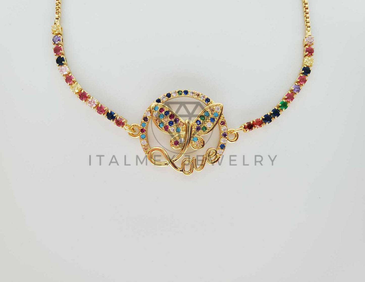 Pulsera Ajustable - 101614 - Diseño de Mariposas CZ Color Oro Laminado 18K