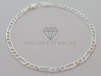 Pulsera de Lujo - 104450 - Diseño Figaro 3x1 2mm Plata Fina .925