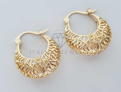 Arete Elegante - 100285 - Estilo Canasta Virgen Oro Laminado 18K