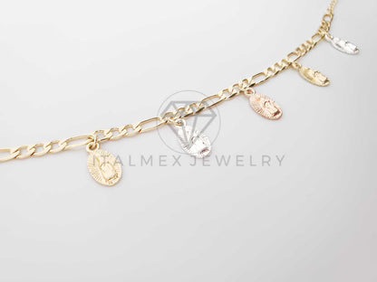 Pulsera Elegante - 100158 - Diseño de Virgen 3 Colores Oro Laminado 18K