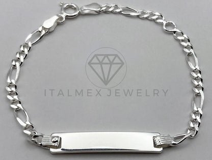 Esclava de Lujo - Esclava Figaro Placa Lisa 4mm Plata .925