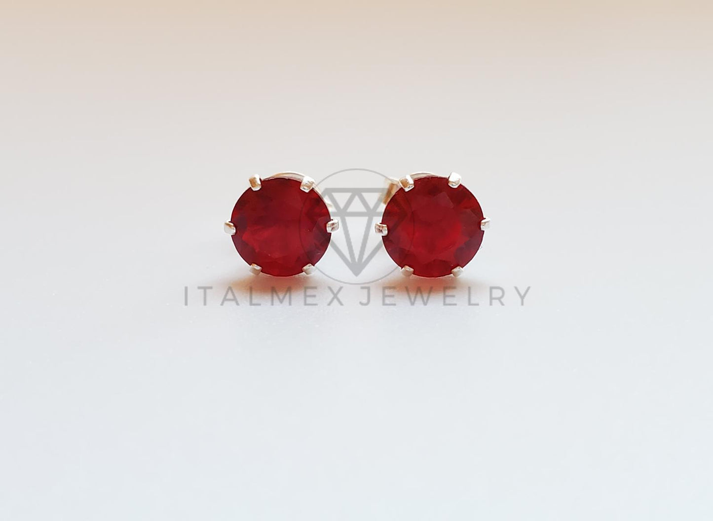 Broquel de Lujo - 101736 - CZ Redonda 6mm CZ Roja Plata .925