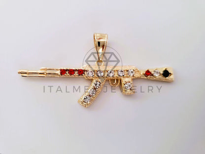 Dije Elegante - 104601 - Estilo AK 47 CZ Tricolor Oro Laminado 18K