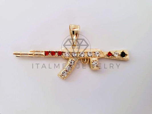 Dije Elegante - 104601 - Estilo AK 47 CZ Tricolor Oro Laminado 18K