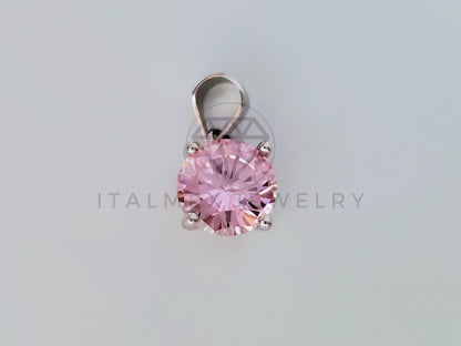 Dije No Religioso - 105161 - Dije Circonia Redonda Rosa Plata .925