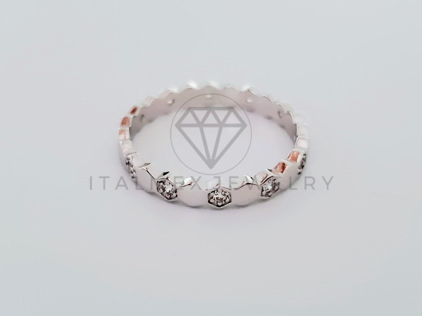 Anillo de Dama - 105134 - Argolla Hexagonal con Circonia Plata .925