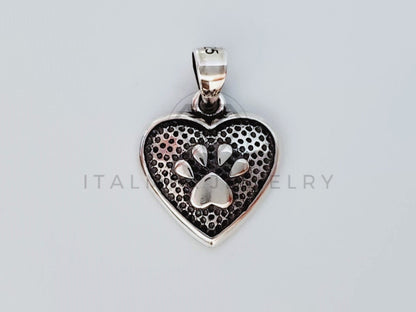 Dije No Religioso - 105145 - Dije Corazon Huellita de Perro Plata .925