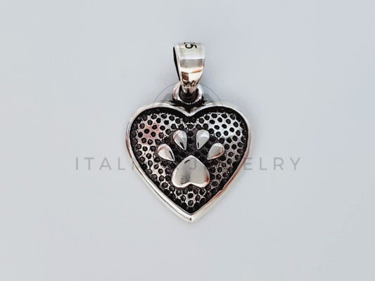 Dije No Religioso - 105145 - Dije Corazon Huellita de Perro Plata .925