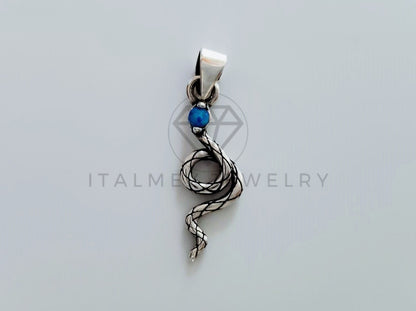 Dije No Religioso - 105181 - Dije Serpiente con Turquesa Plata .925