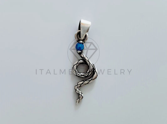 Dije No Religioso - 105181 - Dije Serpiente con Turquesa Plata .925