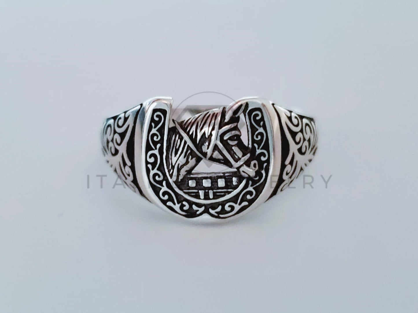 Anillo de Caballero - 105044 - Anillo Caballero Herradura Caballo Plata .925