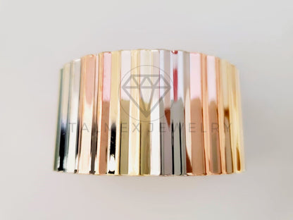 Pulsera de Lujo - 104866 - Diseño Aro Ondulado 3cm Oro Laminado 18K