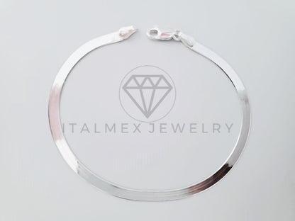 Pulsera de Lujo - 104841 - Diseño Planchada 3mm/8 Pulgadas Plata Fina .925
