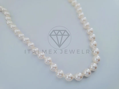 Collar de Lujo - 104974 - Estilo Perla de Rio 6mm Plata Fina .925