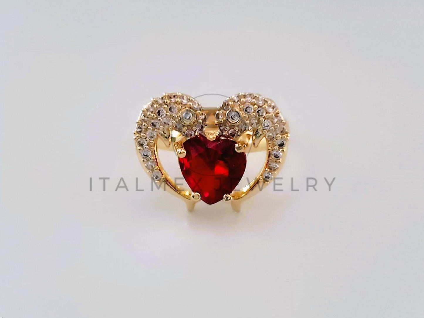 Anillo Dama de Lujo - 104562 - Diseño Corazon con Delfines Oro Laminado 18K