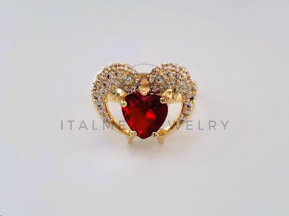 Anillo Dama de Lujo - 104562 - Diseño Corazon con Delfines Oro Laminado 18K